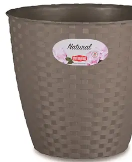 Záhrada Obal na kvetináč NATURAL plastový 14x13 cm sivohnedý