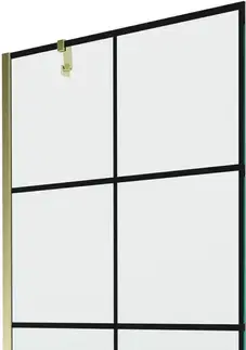 Sprchové dvere MEXEN/S - Next vaňová zástena FIX 90x150, čierny dekor, zlato 895-090-000-00-77-50