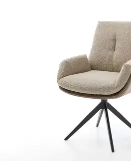 Jedálenské stoličky DELIFE Otočná jedálenská stolička Clea-Flex zmiešané materiály tmavobéžová krížová podstava široká čierna 360° otočná