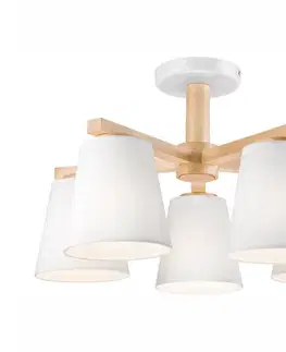Svietidlá  Prisadený luster ELLIE 5xE27/60W/230V biela/buk LM-5.113