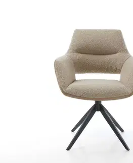 Jedálenské stoličky DELIFE Otočná jedálenská stolička Yago-Flex s opierkami zmiešané materiály tmavobéžová krížová podstava široká čierna otočná o 360° vrecková pružina