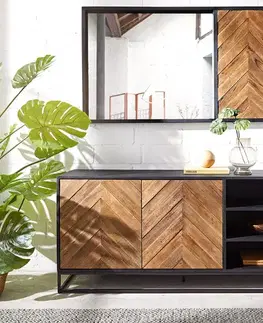 Komody DELIFE Komoda Famke 145 cm mango teak 2 dvierka 3 priehradky