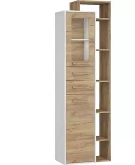 Vitríny a regály do obývačky Vitrína RIO P1D2S craft biela/zlatý