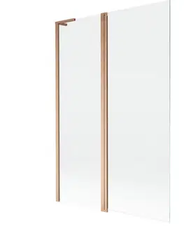 Sprchové dvere MEXEN/S - Mist L vaňová zástena 2-krídlová 120 x 150, transparent, meď kartáčovaná 8A9L-120-011-65-00
