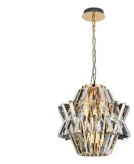Svietidlá  Krištáľový luster na reťazi CROWN 4xE14/40W/230V zlatá ML0399