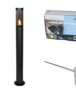 Zahradne stlpove lampy Moderné čierne vonkajšie stojanové svietidlo 80 cm IP44 - Rox
