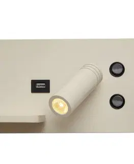 Nástenné osvetlenie Sada 2 béžových nástenných svietidiel vrátane LED s USB a indukčnou nabíjačkou - Riza