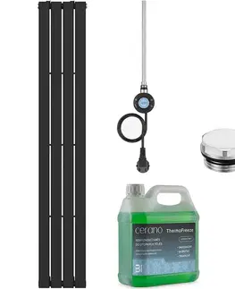 Doplnky do kúpeľne CERANO - Kúpeľňový elektrický radiátorový set Arlen - WIFI - 600W - čierna matná - 1800x300 mm CER-435972