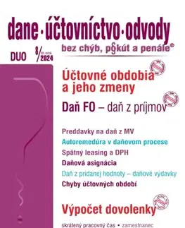 Dane, účtovníctvo DUO č. 8 / 2024 - Daň fyzickej osoby, Účtovné obdobia a ich zmeny