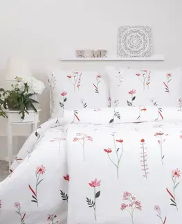 Obliečky MKLozkoviny.sk Francúzske flanelové obliečky - Vlčie maky biele - 220 × 200 cm - 70 x 90 cm