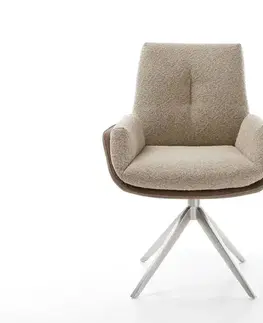 Jedálenské stoličky DELIFE Otočná jedálenská stolička Clea-Flex zmiešané materiály tmavobéžová krížová podstava široká nerezová oceľ 360° otočná