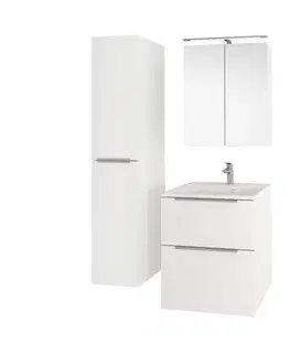 Kúpeľňový nábytok Mereo Mailo, kúpeľňová skrinka s keramickým umývadlom 81 cm, biela, elox AL madlo CN511A