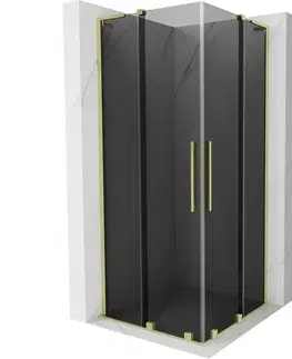 Sprchovacie kúty MEXEN/S - Velar L Duo sprchovací kút, posuvné dvere 90 x 90, grafit, zlato kartáčovaná 871-090-090-02-43-55