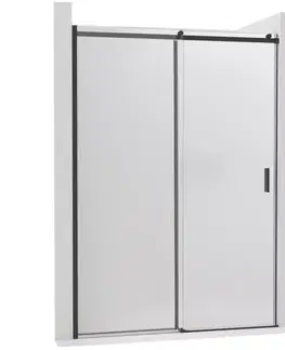 Sprchovacie kúty CERANO - Sprchové posuvné dvere Santoro - ľavá - 6 mm - čierna matná, mliečne sklo - 140x195 CER-662644