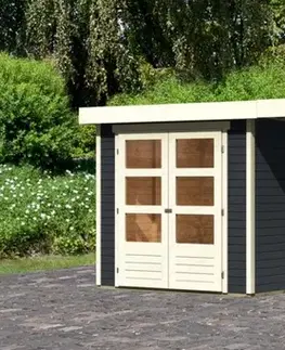 Zahradné domčeky Drevený záhradný domček ASKOLA 2 s prístavkom 240 Lanitplast