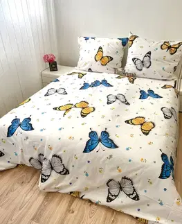 Obliečky Obliečky bavlnené Motýle farebné 200x140cm+90x70cm TiaHome
