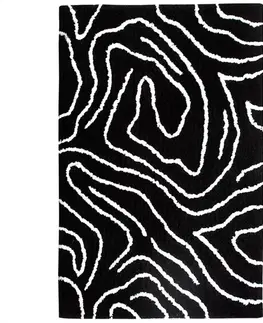 Moderné koberce Koberec Shaggy BlackCurves 1,4/1,9 PSR-13557 čierny