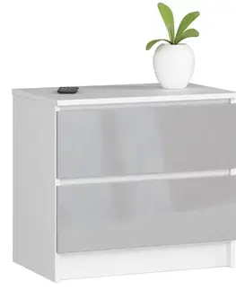 Komody a skrinky Moderný nočný stolík KARIN60, biely / šedý lesk