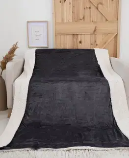 Deky MKLozkoviny.sk Baránková deka mikroplyš Exclusive 150 × 200 cm – Laura tmavo sivá