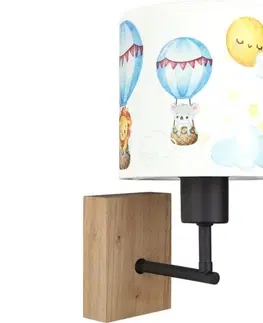 Svietidlá BRILAGI - Nástenné svietidlo BOBO WOOD 1xE27/25W/230V dub/čierna/biela/motív zvieratiek BG1561+BG5583