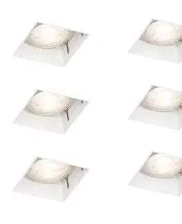 Zapustené svietidlá Sada 6 vstavaných bodových svetiel bielych GU10 50 mm bez rámu - Oneon