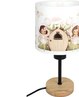 Lampy BRILAGI - Stolová lampa BOBO WOOD 1xE27/25W/230V dub/čierna/biela/ružová/víly BG1567+BG5586