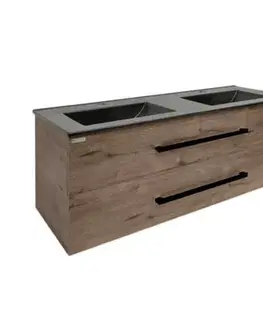 Kúpeľňový nábytok Kúpeľňová skrinka s čiernou úchytkou a umývadlom SAT Cube Way 120x53x46 cm dub Wellington mat CUBE46C1202DWMODC CUBE46C1202DWMODC