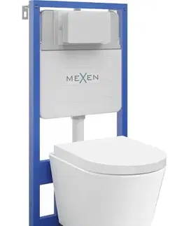 Záchody MEXEN/S - WC predstenová inštalačná sada Fenix Slim s misou WC Rico + sedátko softclose, biela 61030478000