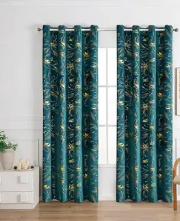 Závesy do spálne Záves na priechodkách INESS 2504-4/210GSM 140x250 tyrkysový