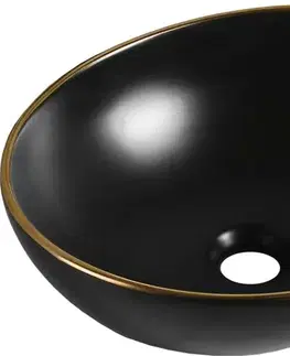 Umývadlá MEXEN - Elza umývadlo na dosku 40 x 33, čierna mat/zlatá hrana 1014025