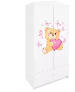 Skrine do izieb Skriňa Babydreams biela – Medveď s motýľmi