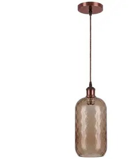 Svietidlá BRILAGI - LED luster na lanku R GLASS 1xE27/60W/230V priemer 14 cm medený/dymovo-hnedý NSTK7701+AI0179