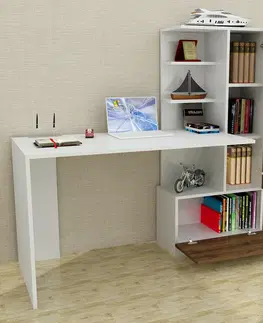 Konferenčné stolíky Pracovný stôl Merinos White and Walnut