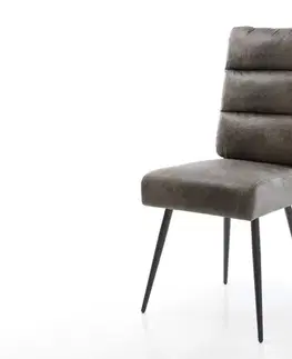 Jedálenské stoličky DELIFE Jedálenská stolička Pela-Flex mikrovlákno sivá vintage 4-nohá zúžená čierna vrecková pružina