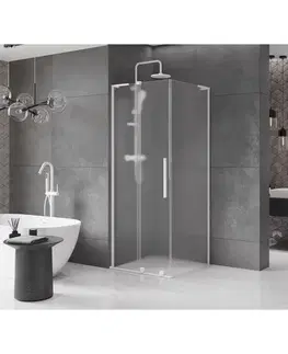 Sprchovacie kúty MEXEN/S - Velar L sprchovací kút, posuvné dvere 100 x 100, dekor, biela 871-100-100-33-20
