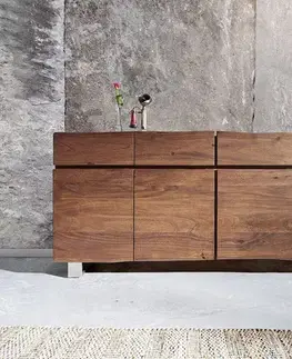 Komody DELIFE Komoda Live-Edge 172 cm akácia hnedá 4 dvierka 4 zásuvky