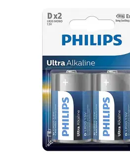 Predlžovacie káble Philips LR20E2B/10 - 2 ks Alkalická batéria D ULTRA ALKALINE 1,5V 15000mAh Phil-LR20E2B/10