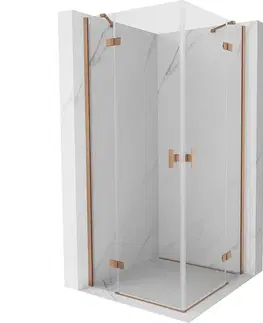 Sprchovacie kúty MEXEN/S - Mist H Duo sprchovací kút dvere krídlové 90 x 90, transparent, meď kartáčovaná 8A5-090L-090P-65-00