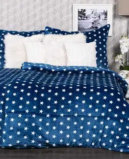 Obliečky 4Home obliečky mikroflanel Stars modrá, 140 x 220 cm, 70 x 90 cm
