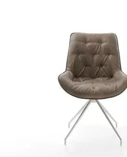 Jedálenské stoličky DELIFE Jedálenská stolička Taimi-Flex mikrovlákno taupe vintage krížová podstava zúžená nerezová oceľ
