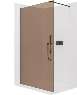 Sprchové dvere CERANO - Sprchová zástena Walk-in Onyx Cube Ľ/P - 8 mm - hranatá vzpera - čierna matná, bronzové sklo - 60x200 CER-686536