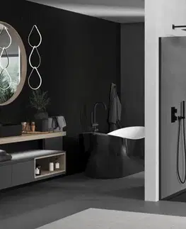 Sprchové dvere MEXEN/S - KIOTO Sprchová zástena WALK-IN 70x200 cm 8 mm, čierna, dymové sklo 800-070-101-70-40