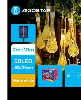 LED osvetlenie  B.V.  - LED Solárna dekoračná reťaz 50xLED/8 funkcií 12m IP65 teplá biela B10201JF1