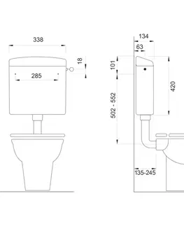Záchody SAPHO - WC kombi, dvojtlačítko 4,5/6l, spodný odpad, biela TP3406