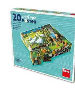 Obrázkové kocky Dino Toys Drevené kocky Na farme 20 Dino
