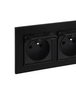 Predlžovacie káble Legrand - Dvojitá vonkajšia zásuvka 250V/16A NILOE STEP IP44 čierna LR0045+LR0035+LR0035