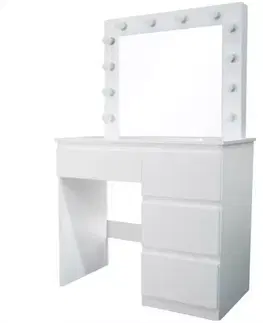 Toaletné stolíky Toaletný stolík Emma + LED biely