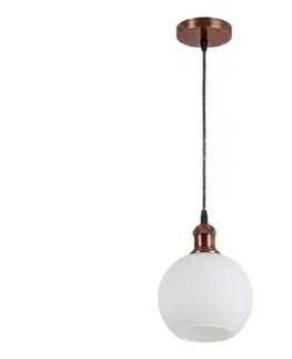 Svietidlá BRILAGI - LED luster na lanku RETRO GLASS 1xE27/60W/230V pr. 15 cm medená/biela NSTK7432+AI0179
