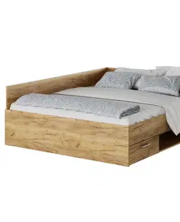 Postele KONDELA Boat 160 posteľový rám s úložným priestorom dub artisan