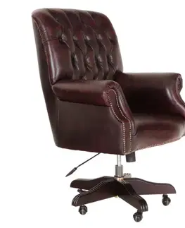 Sedacie súpravy Kancelárska stolička Chesterfield Office chair z pravej hovädzej kože New Red